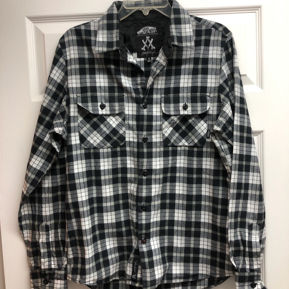 Vans Black and White Plaid Men's Button-Down Shirt